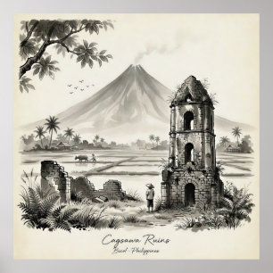 Cagsawa-ruïnes & Mayon-vulkaan Filipijnen Poster