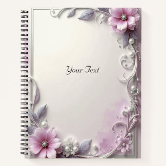 Cahier à cadre floral rose