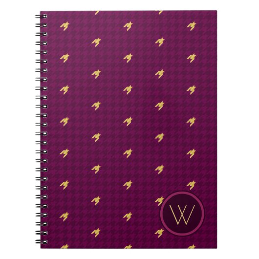 Cahier à carreaux Houndstooth Rose avec Accent Dor (Devant)