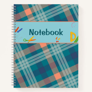 Cahier à carreaux tartan bleu-vert