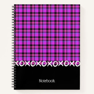 Cahier à carreaux tartan rose-noir
