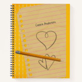 Cahier à crayon orange et gribouillages (Devant)