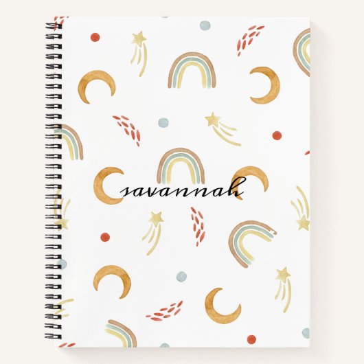 Cahier à croquis monogramme arc-en-ciel rose migno (Devant)