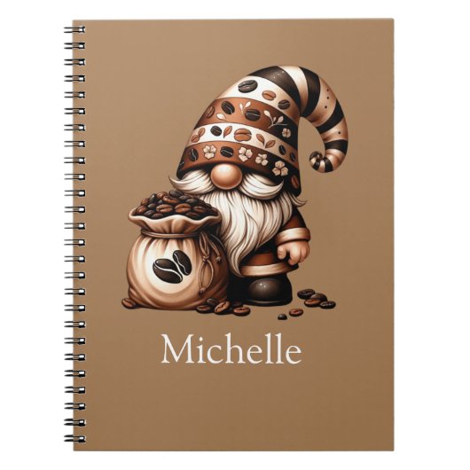 Cahier à Initiales de Nom Monogramme Gnome Café Br (Devant)