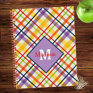 Cahier à monogramme à carreaux de l'école Bright V