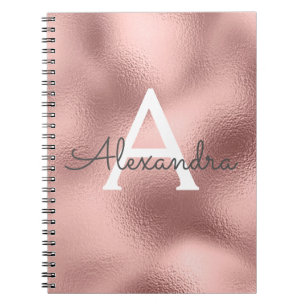 Cahier à monogramme avec paillettes en feuille d'o