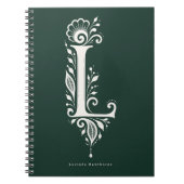 Cahier à monogramme botanique en linogravure Lettr (Devant)