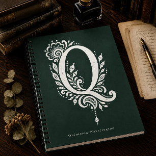 Cahier à monogramme botanique en linogravure Lettr