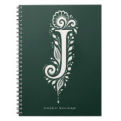 Cahier à monogramme botanique en linogravure Lettr (Devant)