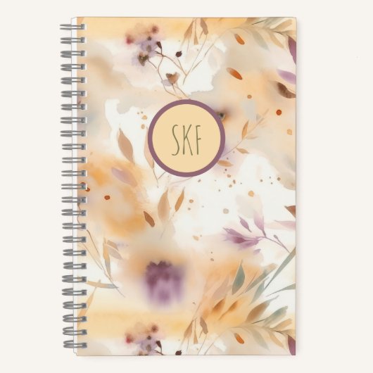 Cahier à monogramme floral aquarelle (Recto)