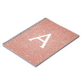Cahier à monogramme rose gold pailleté scintillant (Côté gauche)
