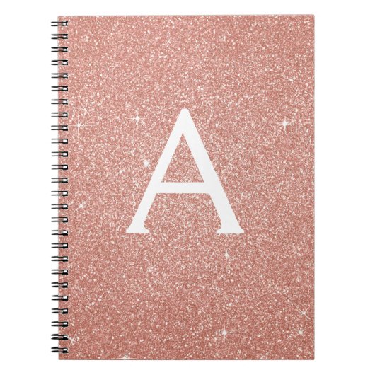 Cahier à monogramme rose gold pailleté scintillant (Devant)