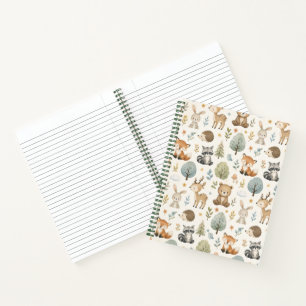 Cahier à motif aquarelle d'animaux de la forêt mig