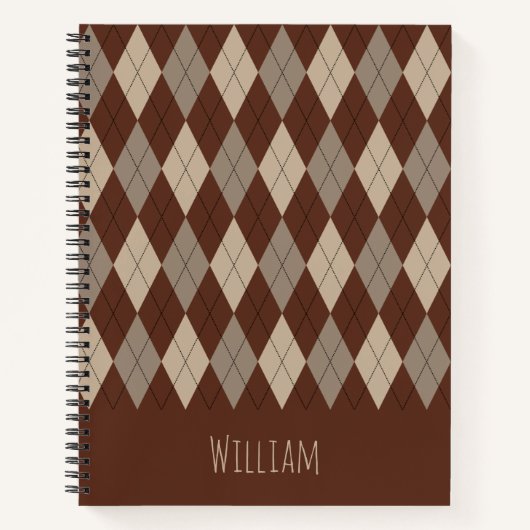 Cahier à motif argyle beige et marron (Devant)