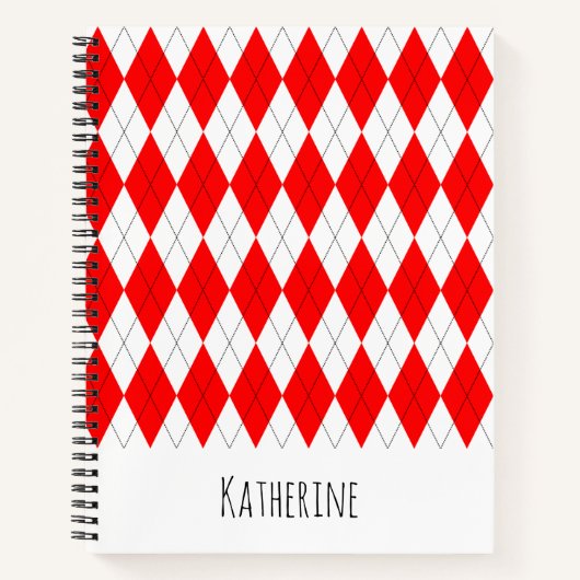 Cahier à motif Argyle rouge et blanc (Devant)