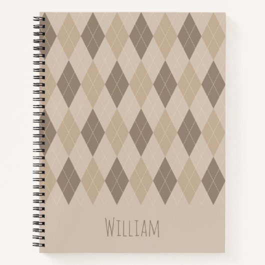 Cahier à motif Argyle tons beige (Devant)