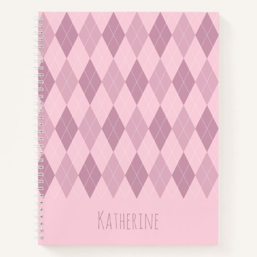 Cahier à motif Argyle Tons Rose (Devant)