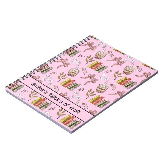 Cahier à motif Café et Livres | Lecteur Cozy (Côté gauche)