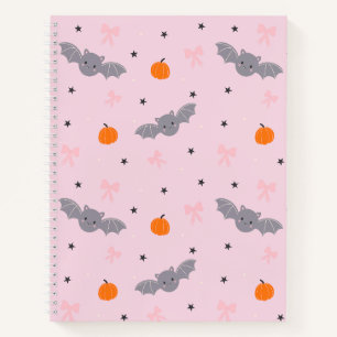Cahier à motif de chauve-souris Halloween rose mig