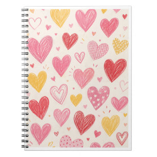 Cahier à motif de cœur dessiné à la main esthétiqu