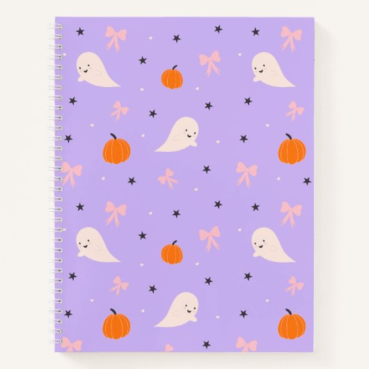 Cahier à motif de fantôme Halloween violet mignon (Devant)
