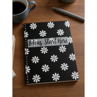 Cahier à motif de marguerite chic – Minimaliste et