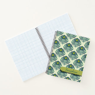 Cahier à motif de plume de paon Art déco à motif d