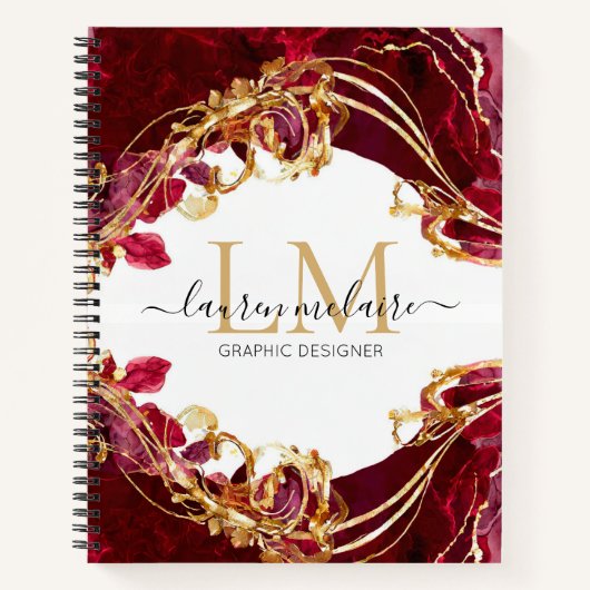 Cahier à motif monogramme nom en écriture cursive  (Devant)