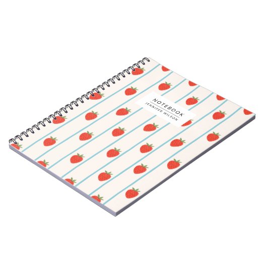 Cahier à motif rayé fraise (Côté gauche)