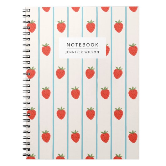 Cahier à motif rayé fraise (Devant)
