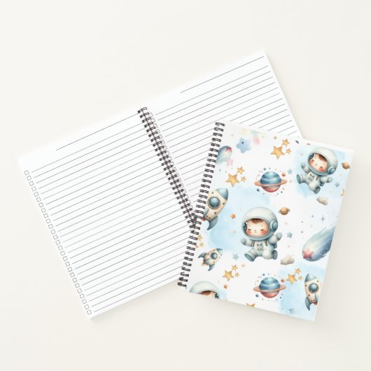 Cahier à motif spatial de bébé astronaute mignon | (Intérieur)