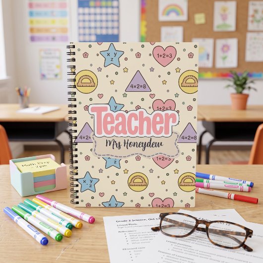 Cahier à motifs enseignants formes mignonnes école