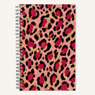 Cahier à motifs léopard rose et or