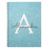 Cahier à paillettes bleu sarcelle Monogramme (Devant)