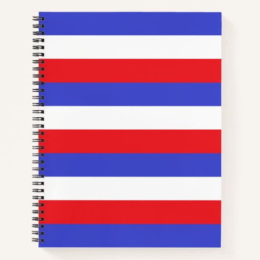 Cahier à rayures bleues rouges et blanches Beau (Devant)