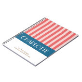 Cahier à rayures colorées personnalisé avec monogr (Côté gauche)