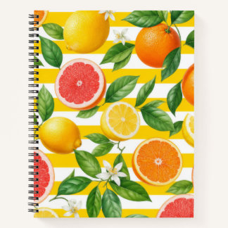Cahier à rayures de citrus lumineux