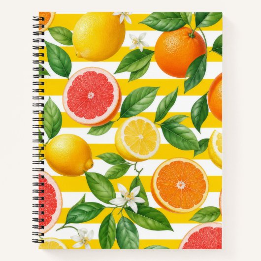 Cahier à rayures de citrus lumineux (Devant)