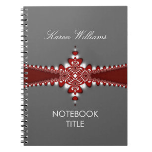 Cahier à reliure ruban rouge royal argent