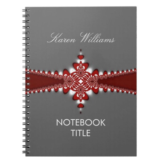 Cahier à reliure ruban rouge royal argent (Devant)
