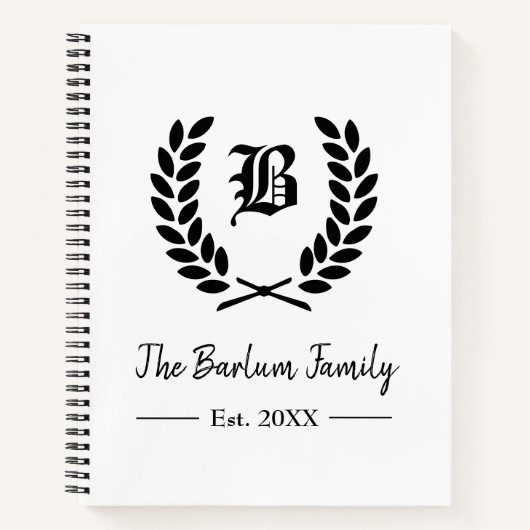 Cahier à reliure spirale à monogramme de nom de fa (Devant)