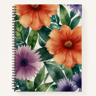 Cahier à reliure spirale à thème floral