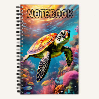 Cahier à reliure spirale à thème tortue