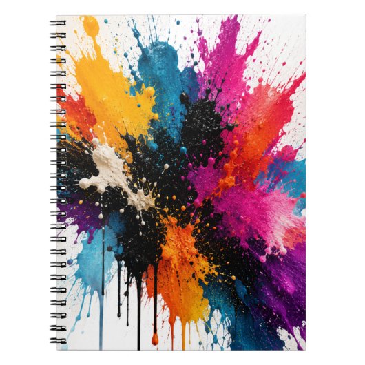 Cahier à reliure spirale abstrait Color Burst (Devant)
