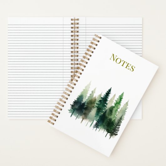 Cahier à reliure spirale aquarelle Pins (À l'intérieur)