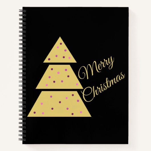 Cahier à reliure spirale Arbre de Noël doré (Devant)