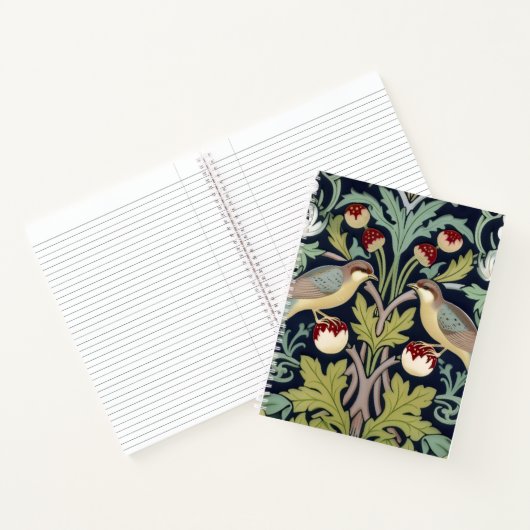 Cahier à reliure spirale - Art nouveau oiseaux flo (Intérieur)