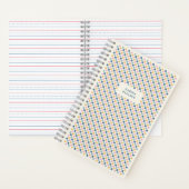 Cahier à reliure spirale avec cadre damier - Bleu (À l'intérieur)
