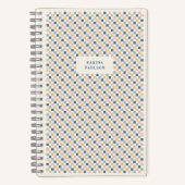 Cahier à reliure spirale avec cadre damier - Bleu (Recto)