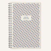 Cahier à reliure spirale avec cadre damier - Bleu  (Recto)